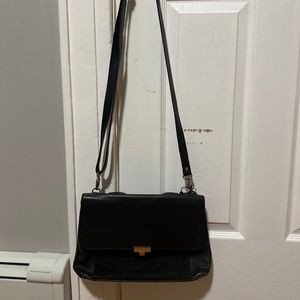 Black Pebble/Black Nubuck Shoulder Satchel
